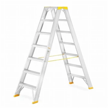 Alumínium összecsukható lépcsők, kétoldalas, professzionális változat, 2 x 7 fokos