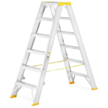 Alumínium összecsukható lépcsők, kétoldalas, professzionális változat, 2 x 6 fokos