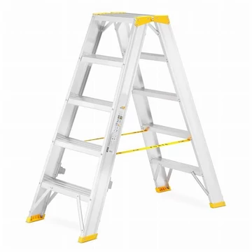 Alumínium összecsukható lépcsők, kétoldalas, professzionális változat, 2 x 5 fokos