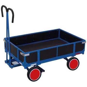 VARIOfit kézi kocsi 4 oldalfallal (rétegelt lemez), 1200 x 800 mm, teherbírás 700 kg, tömör gumiabroncsok