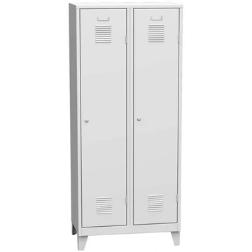 Szekrény, hegesztett, 2 x 400 mm, az ajtó színe szürke RAL7035, csapos lábakkal