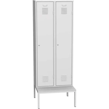 Szekrény, hegesztett, 2 x 400 mm, az ajtó színe szürke RAL7035, alul paddal