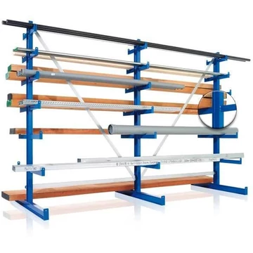 ATLAS konzolos állvány felfelé rövidülő konzolkarhosszúsággal, kétoldalas, hosszú: 2700 mm, 3 függőleges, 7 szint