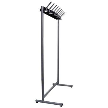 Egyoldalas kabáttartó, 10 kampó, acélszerkezet, kiegészítők nélkül, színe ezüst-fekete, magassága 1770 mm