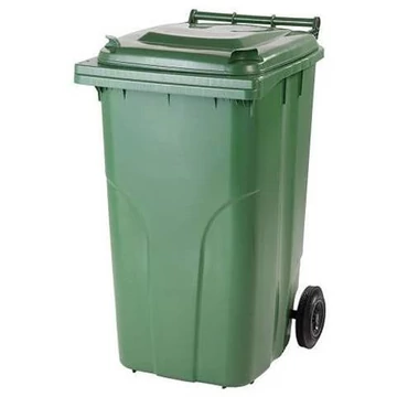 Nagy műanyag hulladékgyűjtő, térfogata 240 l, mobil, zöld