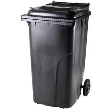 Nagyméretű műanyag szemetes, 240 l űrtartalmú, mobil, fekete