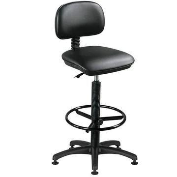 SENIOR ipari forgószék lábtartó gyűrűvel, szintetikus bőr - fekete