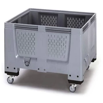 BigBox polietilénből, szellőzőnyílásokkal, 1200 x 1000 x 790 mm, kerekekkel