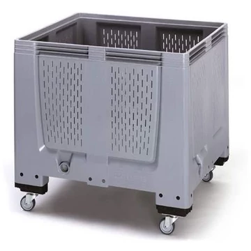 BigBox polietilénből, szellőzőnyílásokkal, 1200 x 1000 x 1000 mm, kerekekkel