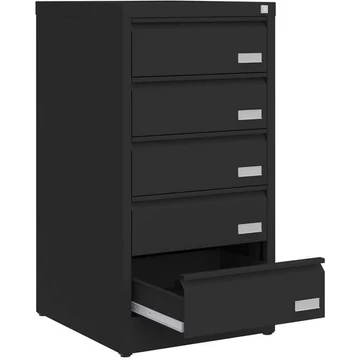 CD és DVD tároló fém szekrény, 5 fiók, ma x sz x mé: 956x505x565 mm, szín: fekete RAL9005