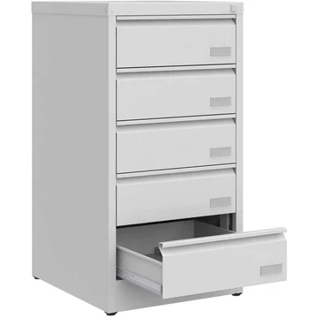 CD és DVD fémszekrény, 5 fiókkal, ma x sz x mé: 956x505x565 mm, szürke színű RAL7035