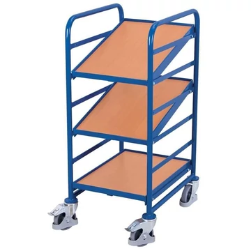 VARIOfit polcos kocsi szabványos EURO tárolókhoz, 3 szintes, fa alapú panelekből készült rakodószintek, rakfelület 825x610 mm