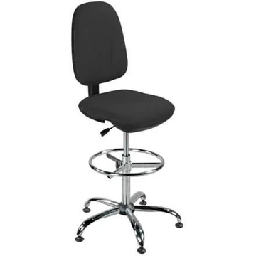 PEGAZ magas munkahelyi forgószék, lábtartó gyűrűvel, fekete műbőr kárpittal