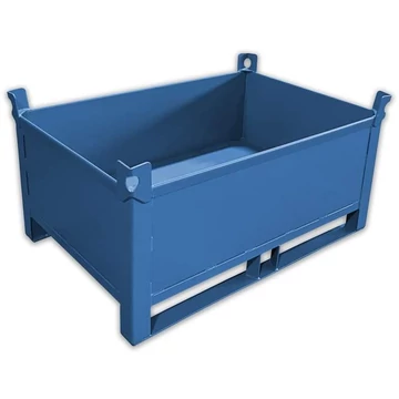 Tömör falú konténer csúszótalpakkal, vízálló, professzionális, teherbírás 1500 kg, HxS 1200x800 mm, kék RAL5010