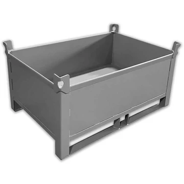 Tömör falú konténer csúszótalpakkal, vízálló, professzionális, teherbírás 1500 kg, HxS 1200x800 mm, szürke RAL7005