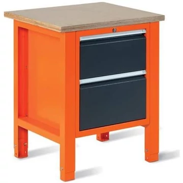Műhelyasztal TECHNO Light, 725 mm szélességű, 2 fiók, narancssárga színű RAL2004 / antracit RAL7016.