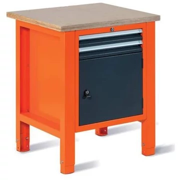 Műhelyasztal TECHNO Light, 725 mm szélességű, 2 fiók, szekrény, narancssárga színű RAL2004 / antracit RAL7016.