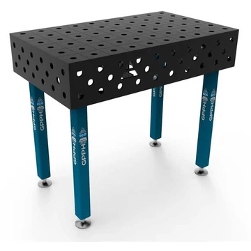 Hegesztőasztal GPPH 1000 x 600 mm, acél munkalap th. 8 mm, Ø lyukak 28 mm, raszter 100 x 100 mm