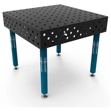 Hegesztőasztal GPPH 1000 x 1000 mm, acél munkalap th. 8 mm, Ø lyukak 28 mm, raszter 100 x 100 mm