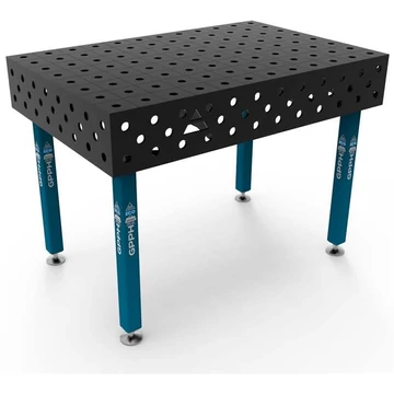 Hegesztőasztal GPPH 1200x800 mm, acél munkalap th. 8 mm, Ø lyukak 28 mm, raszter 100 x 100 mm