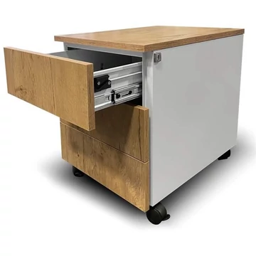 Fióktartó STEEL, 3 fiók, világosszürke RAL7035 / fiókos elülső tölgy