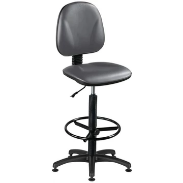 REGAL ipari forgószék lábtartó gyűrűvel, szintetikus bőr - szürke