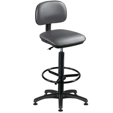 SENIOR ipari forgószék lábtartó gyűrűvel, szintetikus bőr - szürke