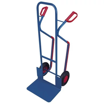 VARIOfit molnárkocsi - acélcső műanyag csúszó védőtalppal, teherbírás 250 kg, lapát 480 x 300 mm, pneumatikus gumik