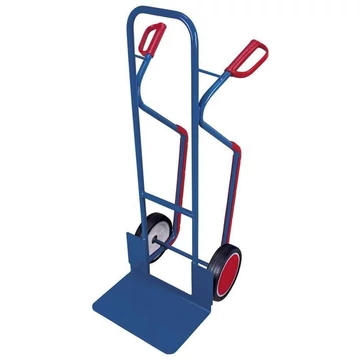 VARIOfit molnárkocsi - acélcső műanyag csúszó védőtalppal, teherbírás 250 kg, lapát 480 x 300 mm, tömör gumiabroncsok