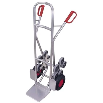 Alumínium VARIOfit lépcsőnjáró kocsi, teherbírása 200 kg, lapát 250x300 mm, kiegészítő légtömlős abroncsokkal