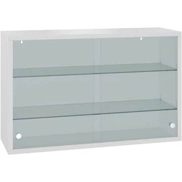 Acél faliszekrény üveg tolóajtókkal, szélesség x magasság x mélység: 800 x 500 x 250 mm, szín: szürke RAL7035