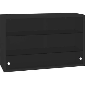 Acél fali szekrény üveg tolóajtókkal, szélesség x magasság x mélység: 800 x 500 x 250 mm, szín: fekete RAL9005