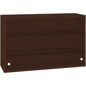 Acél fali szekrény üveg tolóajtókkal, szélesség x magasság x mélység: 800 x 500 x 250 mm, szín: barna RAL8016