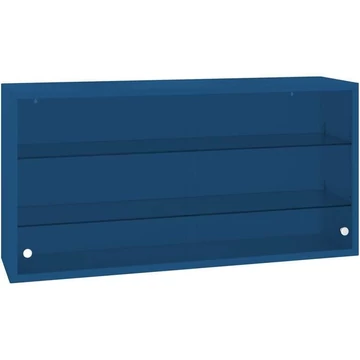 Acél fali szekrény üveg tolóajtókkal, sz x ma x mé: 1000 x 500 x 250 mm, kék színű RAL5010