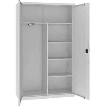 Acél szekrény ruhatárral, ma x sz x mé: 1990 x 1200 x 435 mm, ház világosszürke RAL7035 / ajtó színe világosszürke RAL7035
