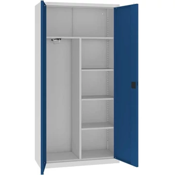 Acél szekrény ruhatárral, ma x sz x mé: 1990 x 1000 x 435 mm, világosszürke ház RAL7035 / ajtó színe kék RAL5010