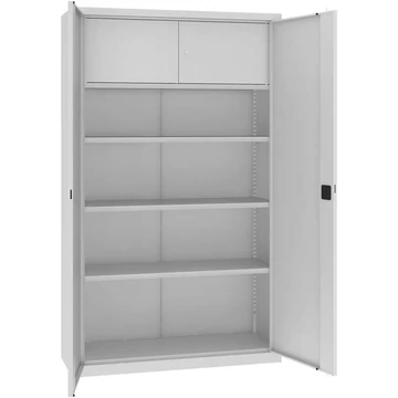 Acél szekrény belső rekesszel, ma x sz x mé: 1990 x 1200 x 435 mm, ház világosszürke RAL7035 / ajtó színe világosszürke RAL7035