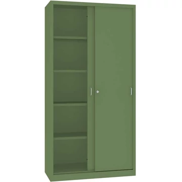 Tolóajtós acélszekrény, ma x sz x mé: 1990 x 1000 x 435 mm, zöld színű RAL 6011