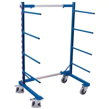 VARIOfit karos állványos kocsi, egyoldalas, 8 tartó kar, szélessége 440-1300 mm