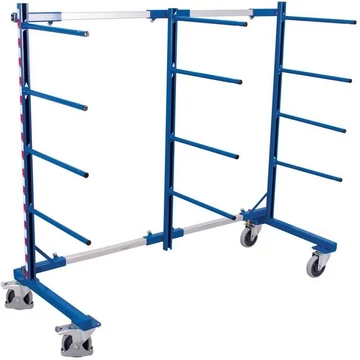 VARIOfit karos állványos kocsi, egyoldalas, 12 tartó kar, szélessége 490-2100 mm