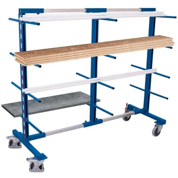 VARIOfit karos állványos kocsi, kétoldalas, 24 tartó kar, szélessége 490-2100 mm