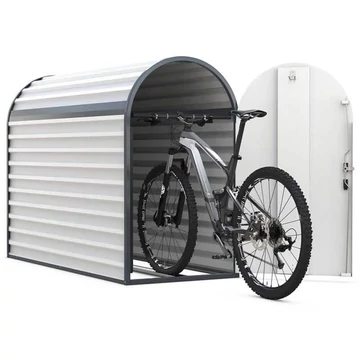 Kerékpártartó boltíves tetővel, zárható, szürke színű, ma x sz x mé: 2050x820x1400 mm