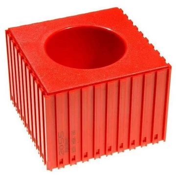 Műanyag doboz HSK 80 típusú szerszámeltávolításhoz, 10x10 modul, piros színű.