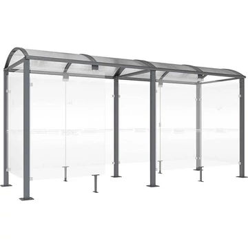 Védőtető - dohányzóhely, ma x sz x mé: 2680x5000x1560 mm, acélszerkezet és biztonsági üveg