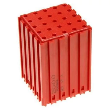 Műanyag doboz egyenes szárú szerszámokhoz - D3, modul 5x5, üregek 25 darab (3x18 mm), vörös színű.