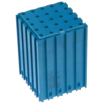 Műanyag doboz egyenes szárú szerszámokhoz - D3, modul 5x5, üregek 25 darab (3x18 mm), kék színű.