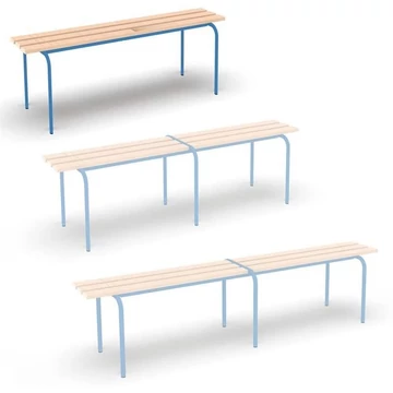 Univerzális pad, egymásra rakható, hossza 1200 mm, a keret színe kék RAL5012