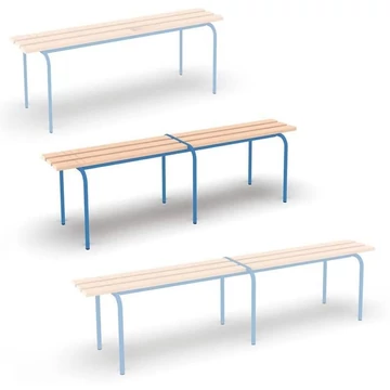 Univerzális pad, egymásra rakható, hossza 1600 mm, a keret színe kék RAL5012