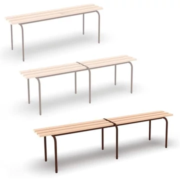 Univerzális pad, egymásra rakható, hossza 2000 mm, keretszíne barna RAL8016