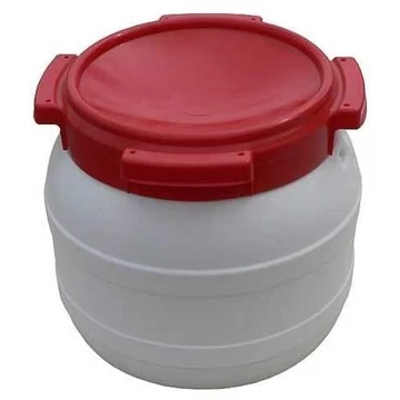 Szélesszájú hordó csavaros fedéllel, tartalma 10,4 l, anyag HDPE